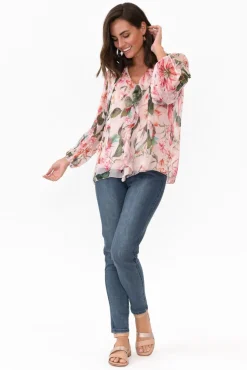 Sleeved Tops<L'amore Narda Blush Garden Frill Top
