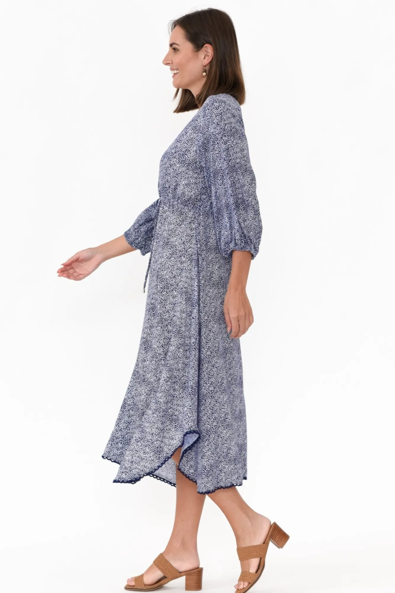 Below Knee Dresses<Slate the Label Nat Blue Floral Midi Dress