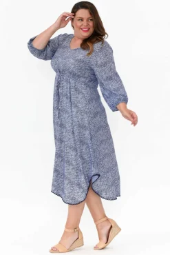 Below Knee Dresses<Slate the Label Nat Blue Floral Midi Dress