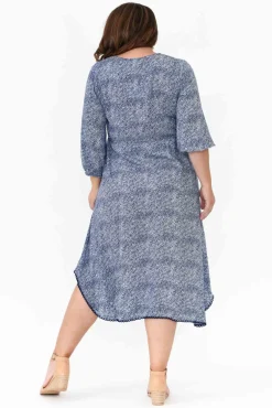 Below Knee Dresses<Slate the Label Nat Blue Floral Midi Dress