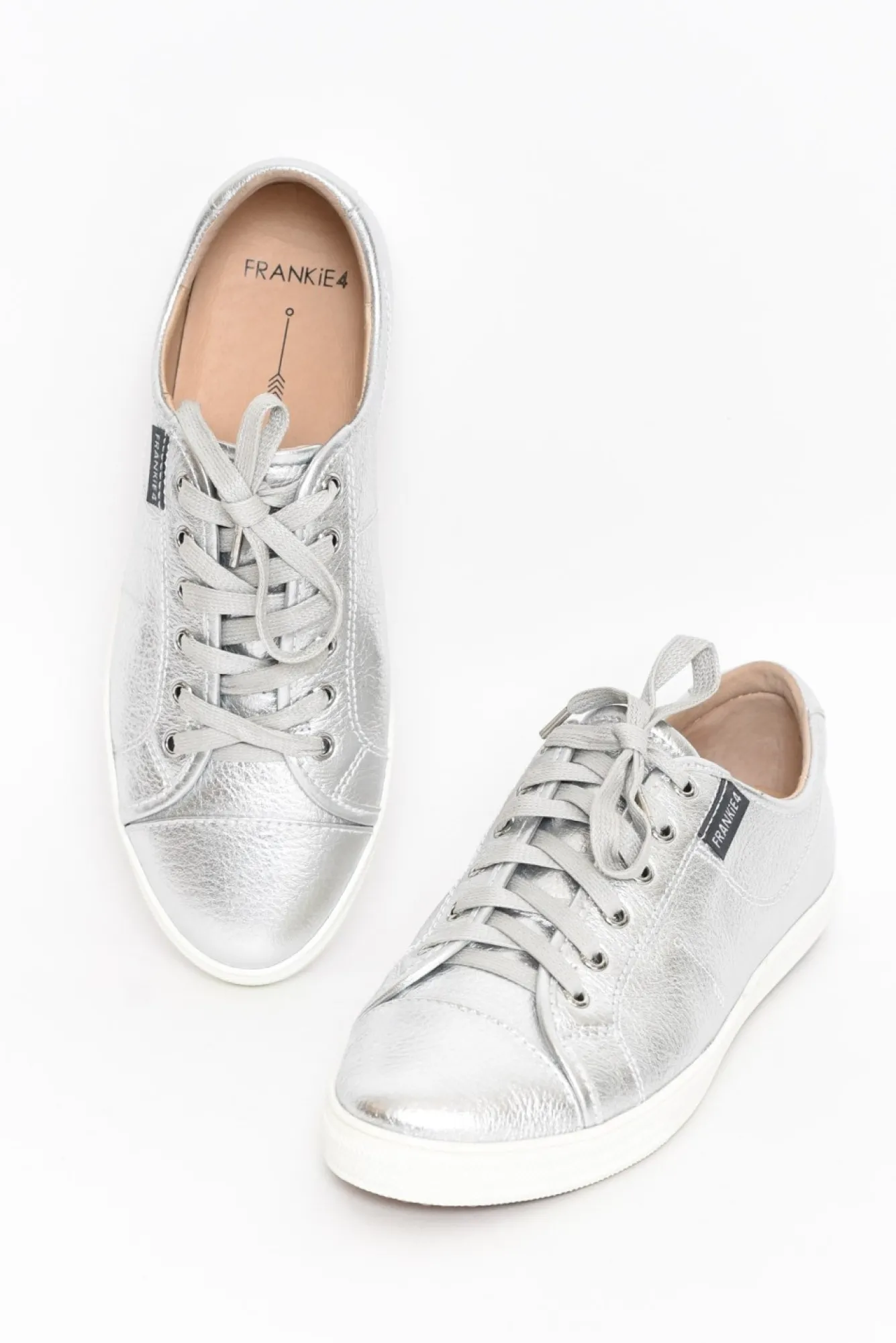 Leather Sneakers<Frankie4 Nat Ii Silver Tumbled Sneaker