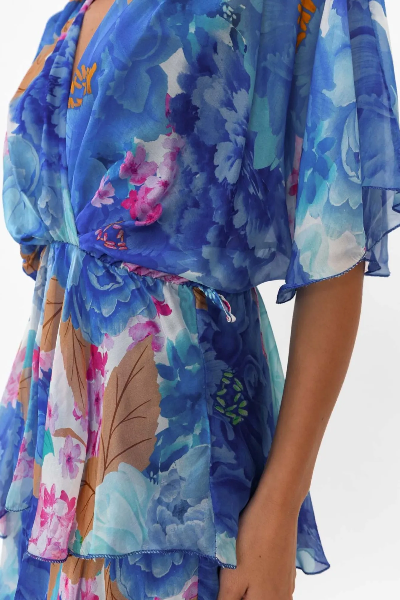 Midi Dresses<La Strada Natalie Cobalt Flower Silk Layer Dress