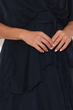 Midi Dresses<La Strada Natalie Navy Silk Layer Dress