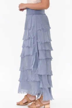 Skirts<Italian Closet Natty Blue Silk Layer Skirt