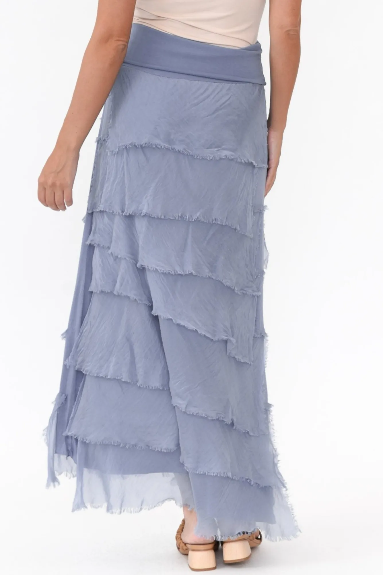 Skirts<Italian Closet Natty Blue Silk Layer Skirt