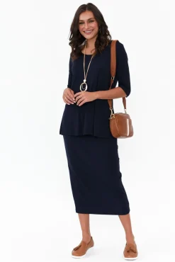 Skirts<Lou Lou Navy Bamboo Maxi Tube Skirt