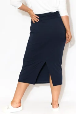 Skirts<Lou Lou Navy Bamboo Maxi Tube Skirt