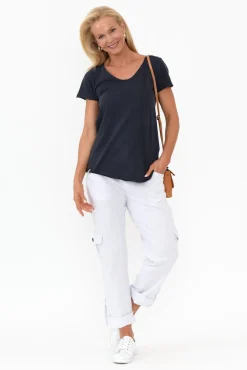 Cotton Tops<Elm Navy Cotton Fundamental Vee Tee