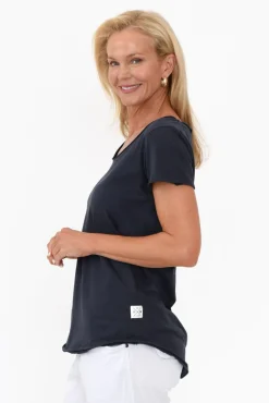 Cotton Tops<Elm Navy Cotton Fundamental Vee Tee