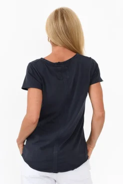 Cotton Tops<Elm Navy Cotton Fundamental Vee Tee