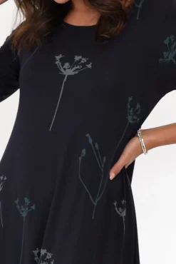 Midi Dresses<Tani Navy Dandelion Micro Modal Tri Drape Dress