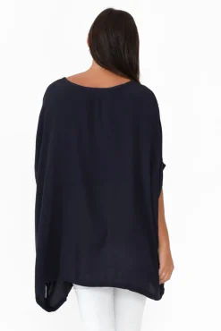 Sleeved Tops<Boho Navy Drape Top