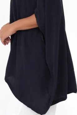 Sleeved Tops<Boho Navy Drape Top
