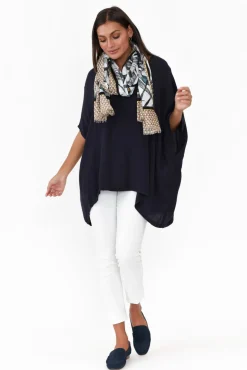 Sleeved Tops<Boho Navy Drape Top