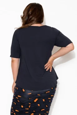 Sleeved Tops<Tani Navy Half Sleeve Micro Modal Top