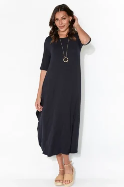 Midi Dresses<Tani Navy Micro Modal Tri Drape Dress