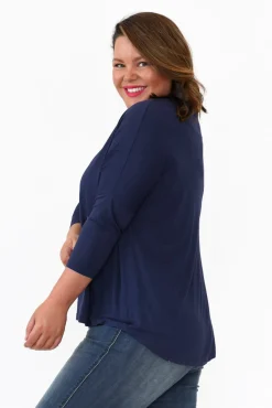 Sleeved Tops<Betty Basics Navy Milan 3/4 Sleeve Top