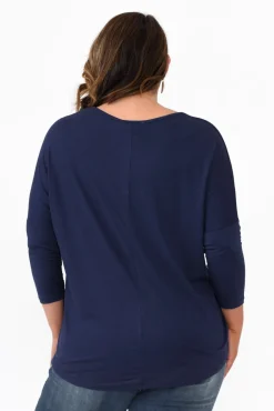 Sleeved Tops<Betty Basics Navy Milan 3/4 Sleeve Top