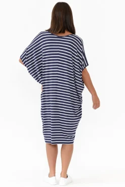 Batwing Dresses<Betty Basics Navy Parisian Stripe Maui Dress