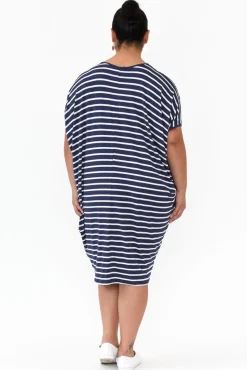 Batwing Dresses<Betty Basics Navy Parisian Stripe Maui Dress