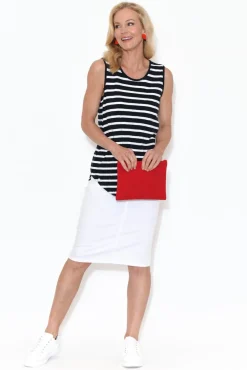 Cotton Tops<Elm Navy Stripe Cotton Scoop Tank