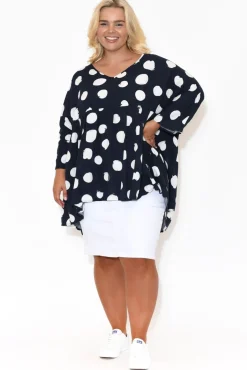 Tunic Tops<Label of Love Nia Navy Spot Tiered Top