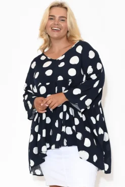 Tunic Tops<Label of Love Nia Navy Spot Tiered Top