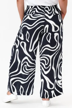 Pants<Willow Tree Niamh Navy Swirl Wide Leg Pant