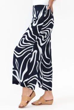 Pants<Willow Tree Niamh Navy Swirl Wide Leg Pant