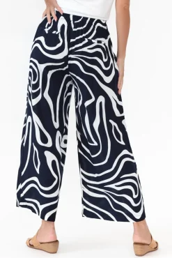 Pants<Willow Tree Niamh Navy Swirl Wide Leg Pant