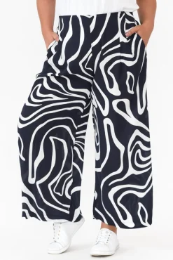 Pants<Willow Tree Niamh Navy Swirl Wide Leg Pant
