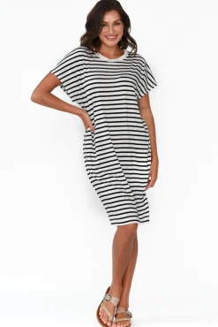 Bamboo Dresses<Lou Lou Nicks Grey Stripe Bamboo Tee Dress