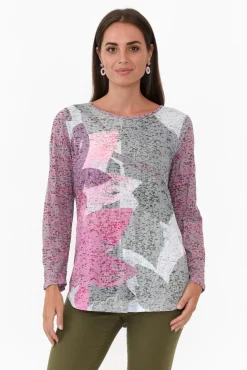 Cotton Tops<Cafe Latte Noah Purple Flower Cotton Top