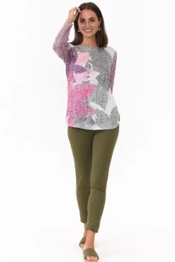 Cotton Tops<Cafe Latte Noah Purple Flower Cotton Top