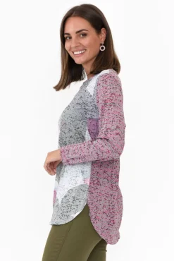 Cotton Tops<Cafe Latte Noah Purple Flower Cotton Top