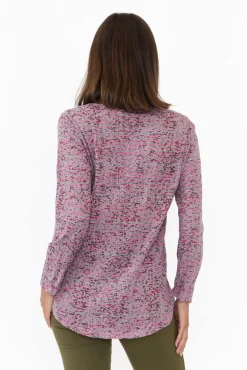 Cotton Tops<Cafe Latte Noah Purple Flower Cotton Top