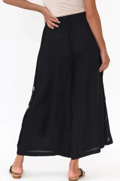 Pants<Willow Tree Nolan Black Linen Blend Button Pant