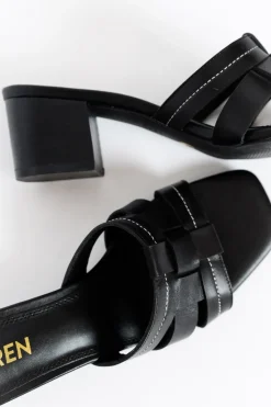 Heeled Sandals<Siren Noletta Black Leather Mule