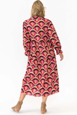 Below Knee Dresses<Liberty Rose Nyssa Pink Geo Linen Blend Dress