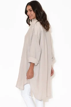 Linen Tops<Montaigne Oakland Natural Linen Button Tunic