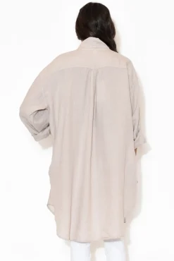 Linen Tops<Montaigne Oakland Natural Linen Button Tunic
