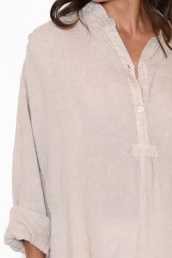 Linen Tops<Montaigne Oakland Natural Linen Button Tunic