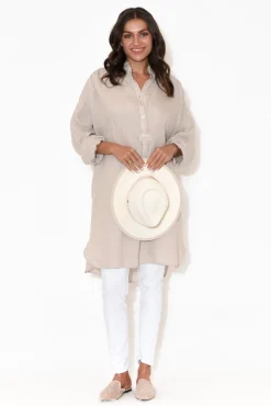 Linen Tops<Montaigne Oakland Natural Linen Button Tunic