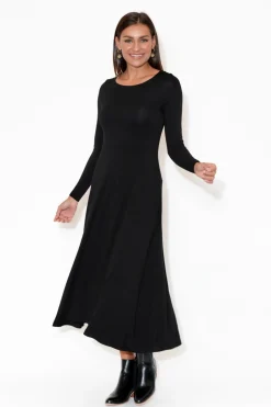 Bamboo Dresses<Bamboo Body Olivia Black Bamboo Sleeved Dress