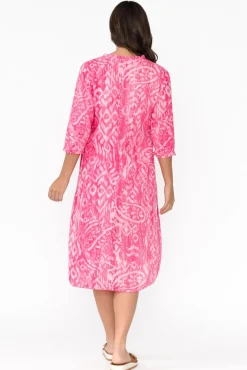 Cotton Dresses<Orientique Olympus Pink Geo Organic Cotton Dress