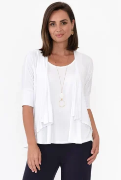 Cardigans<Bamboo Body Opal White Bamboo Cardigan