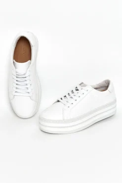 White Sneakers<Alfie and Evie Oracle White Leather Platform Sneaker
