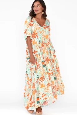 Maxi Dresses<PQ Orange Garden Peak Maxi Dress