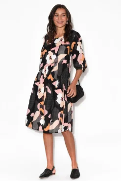 Cotton Dresses<Clarity Otis Black Floral Cotton Dress