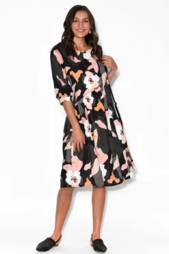 Cotton Dresses<Clarity Otis Black Floral Cotton Dress